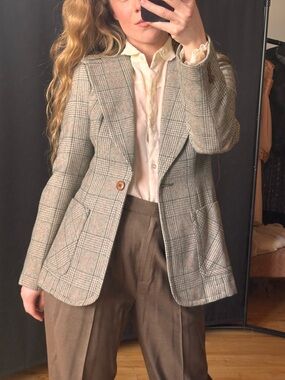 Love Grey Plaid Tailored Blazer